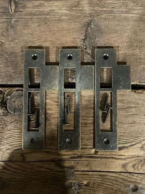 3 Antique/Vintage Door Style Strike Plate, Mortise,Keeper, Striker,Brass,4-3/8” - Image 1 of 3