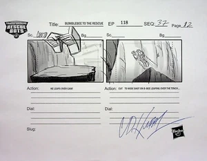 TRANSFORMERS Rescue Bots SIGNED DAN KUBAT Production Storyboard Copy Page #KB - Picture 1 of 2