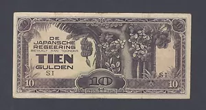 Giappone - Indie Olandesi 10 fiorini 1942 prefisso SI P125 banconota militare - Foto 1 di 2