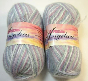 2 Skein Lot Patons Angelical Yarn Multicolor 50g Wool Blend Worsted Weight - Picture 1 of 3