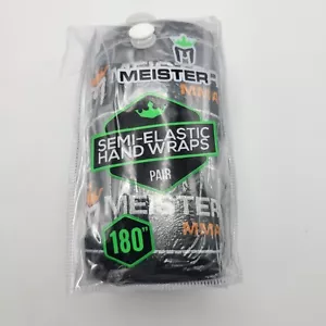Meister MMA Adult 180" Semi-Elastic Hand Wraps for MMA & Boxing (Pair) - Black - Picture 1 of 3