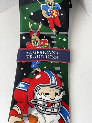 Corbata de Navidad de tradición americana vacaciones Papá Noel fútbol reno deportes Foto 1 de 4