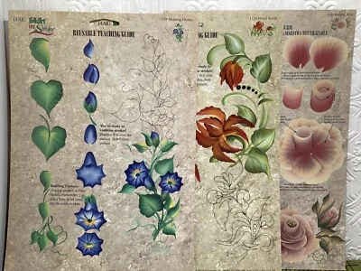 3 VTG Dewberry Painting Patterns Morning Glory Scroll Reusable Teaching Guides - Image 1 of 2