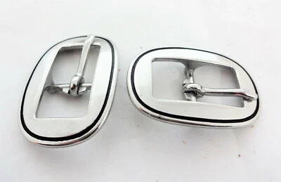Par de hebillas acanaladas lisas ovaladas Jeremiah Watt acero inoxidable tamaños de tachuelas de caballo  Foto 1 de 2