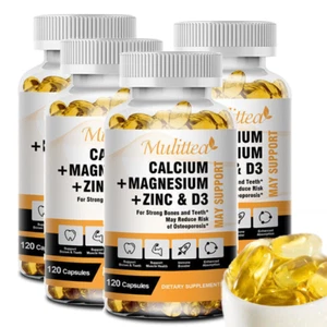 Calcium Magnesium Zinc Plus Vitamin D3 Support Bone Musle Nerve Immune Health - Picture 1 of 11