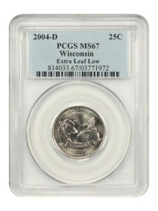 2004-D Wisconsin 25c PCGS MS67 (Extra Leaf Low)
