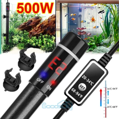 LINEBA 500W Watts LCD Digital Aquarium Heater Anti-Explosion Auto Thermostat Fish Tank
