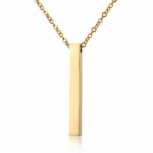 Personalized Stainless Steel Square Bar Pendant Necklace Customized Name DIY
