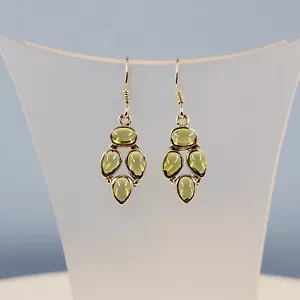 Peridot Cabochon Earrings, AAA Quality, Semi Precious, Handmade Gemstone - Picture 1 of 4