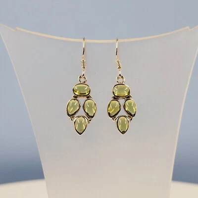 Peridot Cabochon Earrings, AAA Quality, Semi Precious, Handmade Gemstone - Image 1 of 4