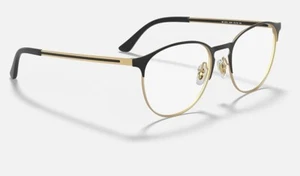 Ray Ban Retro Round Eyeglasses Ray Ban RB 6375 c.3051 in Matte Black & Gold 53mm - Picture 1 of 5