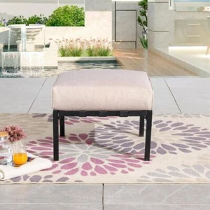Patio Festival Outdoor Ottoman 22.4" x 12.2" x 22.4" Steel w/ Beige Cushion - Picture 1 of 5