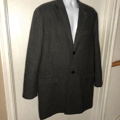 Banana Republic Men's Size L Wool Blend Overcoat Classic Long Gray Top Jacket - Image 1 of 4