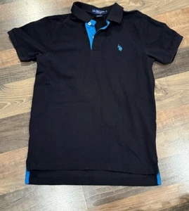 US Polo Assn Ralph Lauren Short Sleeve Polo M Black Teal Slim Fit Cotton - Picture 1 of 8