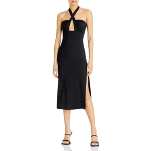 Bardot Guilia Neckholderkleid Damen Größe XL schwarz Krawatte Midi Cocktail neu - Bild 1 von 9
