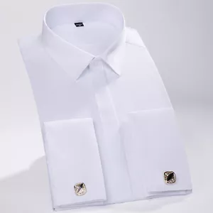 Mens Dress Shirts Clothes Luxury Business Formal French Cuff Casual Shirts Tops - Picture 1 of 20