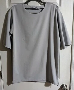 Blusa grigia Enn Store S manica corta oversize minimalista chic primavera estate - Foto 1 di 4