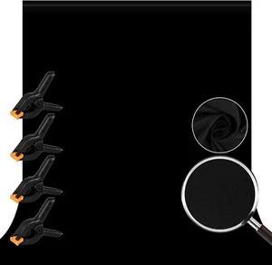 Black Portrait Background Photography Studio 3x3m (roughly 10' x 10") w/Clamps - Picture 1 of 1