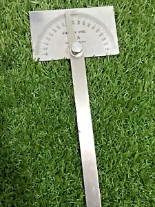 B & A Stainless Steel Double Graduation Protractor Rectangle Head - Picture 1 of 5