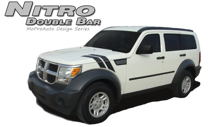 Double Bar Hash Hood Fender Graphics Decals Stripes for 2007-2011 Dodge Nitro - Imagem 1 de 4