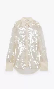 ZARA NEW WOMAN SEMI SHEER SEQUIN TOP BEIGE REF: 4786/344 - Picture 1 of 5