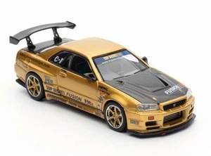 Inno 1/64 NISSAN SKYLINE GT-R R34 Top Secret Die Cast Model -GOLD- - Picture 1 of 5