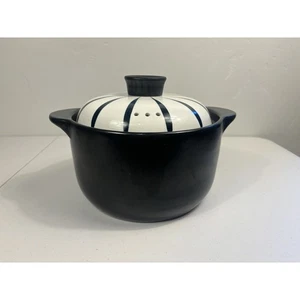 2,5 Quart schwarz und weiß Muster Keramik Runde Schale Kasserolle/Ton Topf Reis - Bild 1 von 7