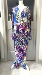Maxi Abito Ashro Drape Taglia Large Astratto Lungo Spacco Anteriore Elasticizzato - Foto 1 di 7