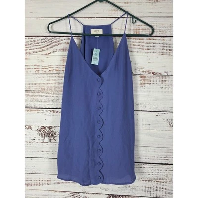 Loft Womens Tank Top SP Womens Purple V Neck Sleeveless Button Front NWT - Image 1 of 4