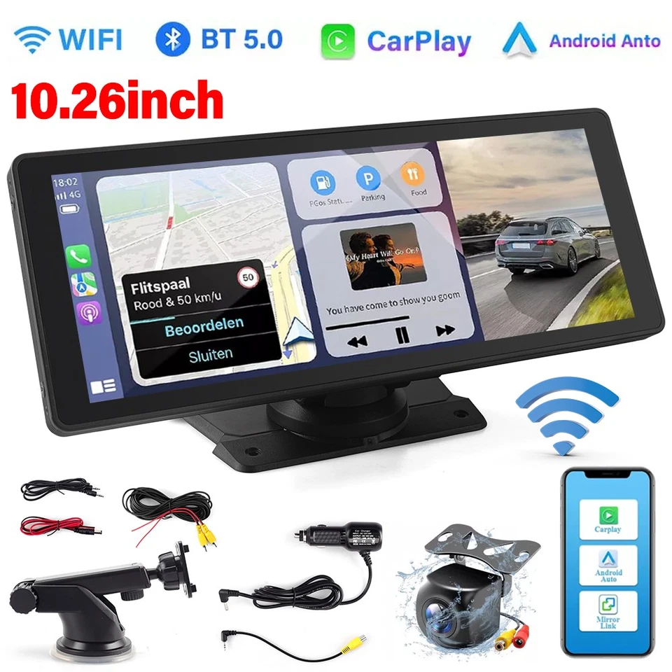 10.26" Zoll Tragbarer Apple CarPlay und Android Auto Wireless Display Autoradio - Bild 1 von 4