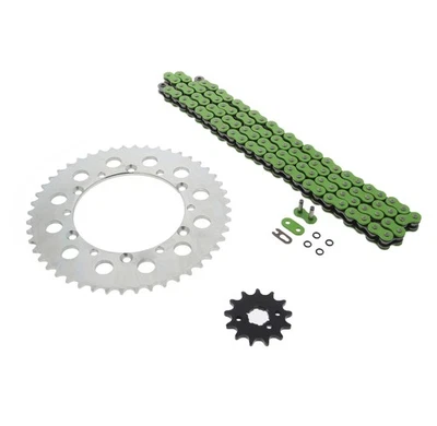 Cadena y piñón Kawasaki KX500 KX 500 1989-2004 verde anillo tórico plata 13/48 114L Foto 1 de 4