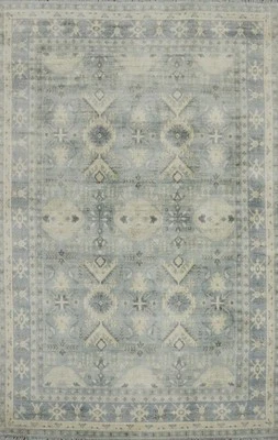 Handmade Transitional Silk Carpet Geometric Oushak Style Rug 6x8 ft Oriental Rug - Image 1 of 4