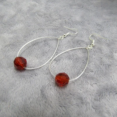 Pendientes colgantes de aro rojo enchapados en plata para mujer hechos a mano joyería regalo para ella Foto 1 de 4