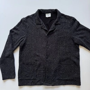 SOL ANGELES Brushed Boucle Knit Sweater Blazer Jacket Mens Medium Charcoal Gray - Picture 1 of 17