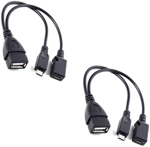 2 Pack USB Port Adapter OTG Cable for Supported Micro USB OTG Devices - Picture 1 of 6