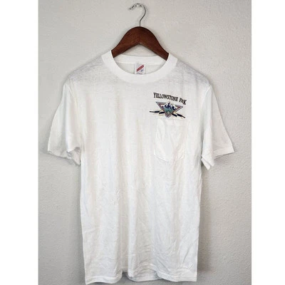 Camisa De Colección Yellowstone Parque Nacional Naturaleza Gráfico Blanco L Bolsillo Camiseta Foto 1 de 4