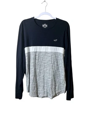 Hollister Black Gray Colorblock Cotton Long Sleeve Must Have Collection XL Y2K - Image 1 of 4