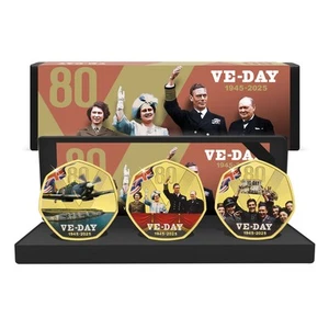 World War II VE Day 80th Anniversary 2025 Gold Coin Box Set Limited Edition - Picture 1 of 7