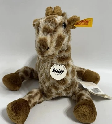 Steiff Plush Giraffe Stuffed Beanie 13" Floppy Legs  Tan Small Tag Attatched - Image 1 of 4