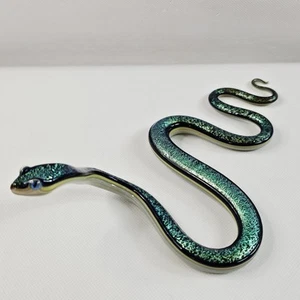 Scott Bisson Art Glass Snake Sculpture Figurine Signed 2005 Iridescent Dichroic - Picture 1 of 21