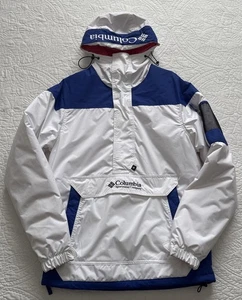 Columbia Para Hombre Challenger 1/2 Cremallera Pullover Chaqueta Blanco Azul Abrigo de Esquí Para Hombre Pequeño - Imagen 1 de 15