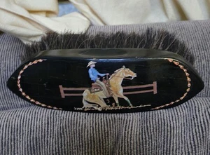 Vintage Reining Horse, Horse Hair Body Brush Painted Reining Horse On Top, Nice - Picture 1 of 9