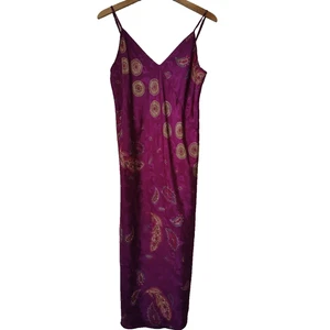 Vintage Inner Most Nightgown Women's Large Purple Paisley V Neck Slip Dress  - Picture 1 of 11