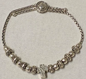 JAI By John Hardy Sterling Silver Scroll Bead & Cross Adjustable Bracelet - Picture 1 of 6
