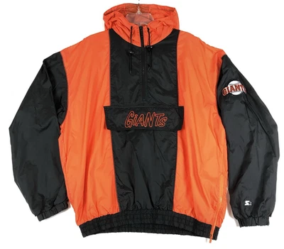 Vtg Starter San Francisco Giants Anorak Jacket Mens XL Orange Lined Windbreaker - Image 1 of 4