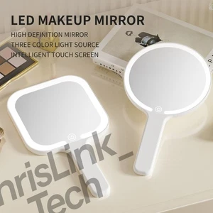 Cosmetic Vanity Mirror Handheld LED Cosmetic Mirror LED Light Mirror - Picture 1 of 19