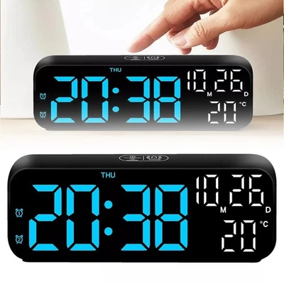 USB Digital LED Large Display Wall Desk Alarm Clock With Calendar Temperature UK - Image 1 of 4