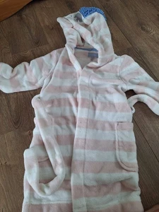 Mädchen Joules 5-8 Jahre Kinder Größe M Morgenmantel weiß und rosa Streifen (B55) - Bild 1 von 8