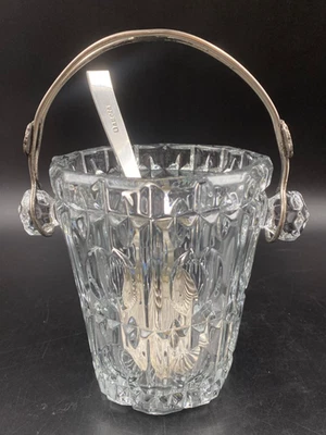 Porta ghiaccio cesto cestello vaso argentato cristallo molato - Immagine 1 di 4