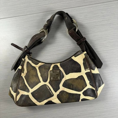 Bolso de Hombro Dooney & Bourke Mujer Marrón Crema Estampado de Jirafa Hobo Cartera Cuero Foto 1 de 4